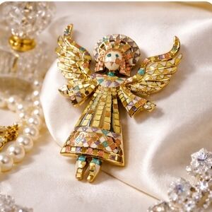 Bob Mackie Vintage Mosaic Angel Brooch Multicolor Statement Pin Rare, Collector